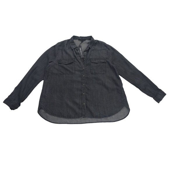 Jane + Delancey Womens Dark Gray Lyocell Button-Up Shirt With Chest Pockets (L) - Picture 1 of 8